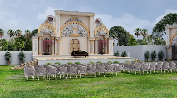 Bandhan Paradise marriage garden wedding venue decorated stage in Jhotwara Jaipur